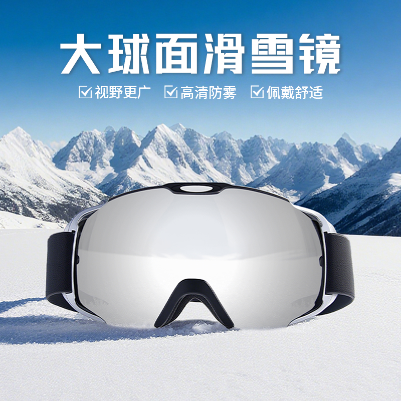滑雪眼镜户外登山滑雪护目镜双层防雾防紫外线可带近视镜大球面镜