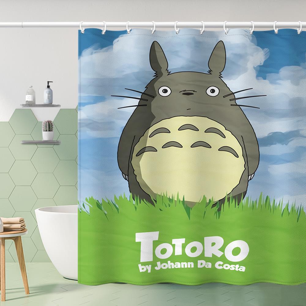 卡通龙猫浴帘挡水防霉化妆室窗帘浴室隔断窗试衣间遮挡帘子免打孔