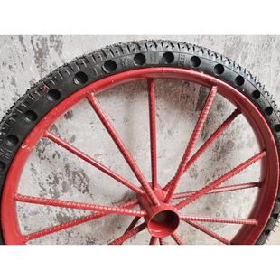 螺纹钢斗车轮钢筋轮工地翻斗实心轮胎发泡胎PU手推斗车轮子载重型