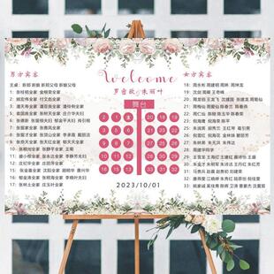 百合喜品定制婚礼席位图迎宾牌 订婚宴座次表与桌卡设计