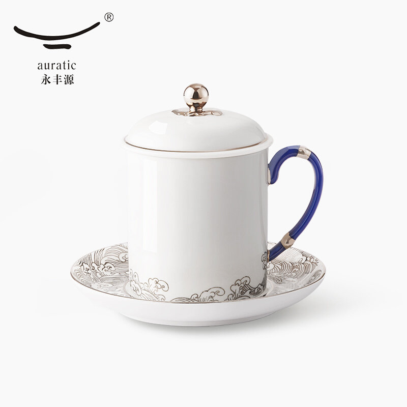永丰源 先生瓷海上明珠350ml陶瓷茶杯套装会议杯办公杯水杯主人杯