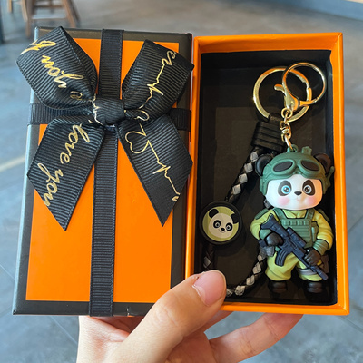 武警熊猫钥匙扣背包小挂件伴手礼