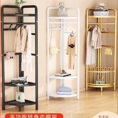 晾简易衣服收纳落地挂衣架角拐客厅转角衣帽架卧室架子多功能家用