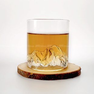 富士家用泡茶杯杯威士忌酒杯山玻璃杯透明杯耐热杯子冰山山观 日式