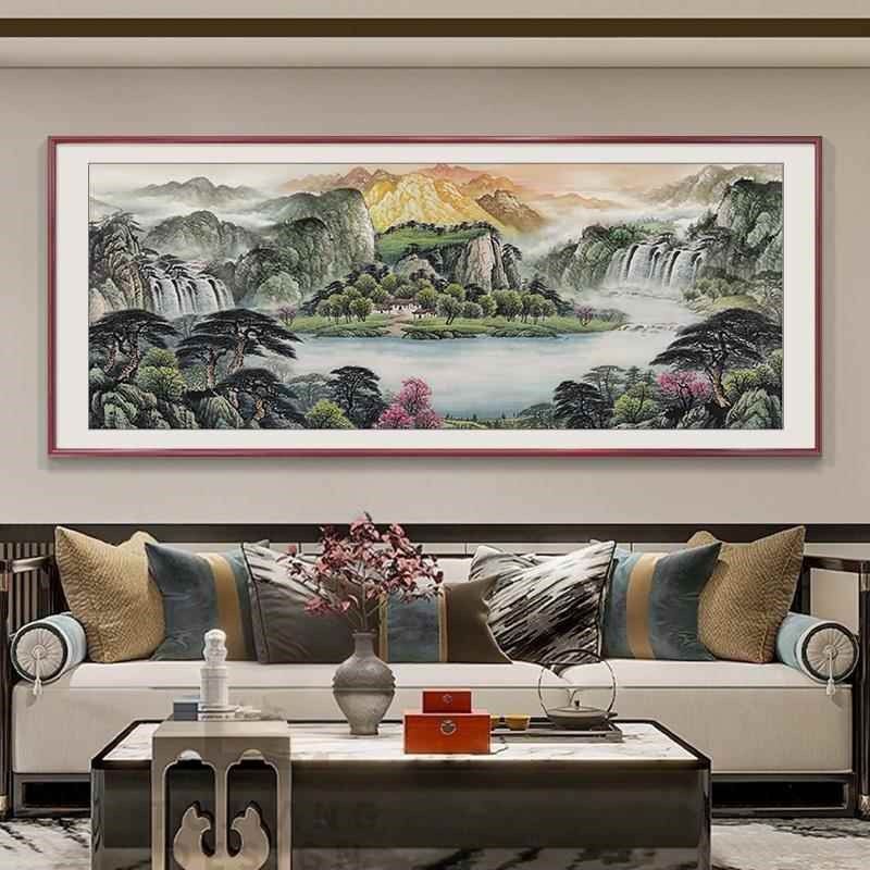 聚宝盆山水画客厅挂画新r中式沙发背景墙装饰画办公室背有靠山聚,家居饰品,现代装饰画,淘宝优惠券,粉丝福利购,淘宝优惠卷