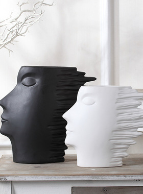 北欧简约家居客厅电m视柜酒柜新房装饰摆件抽象风之子人像花插摆