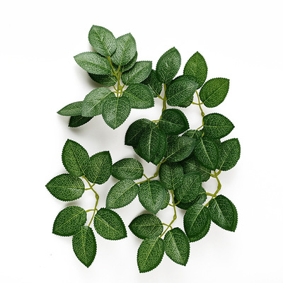 极速六片丝印玫瑰叶 仿真花绢花射骨叶人造O花仿真绿色六片红线玫