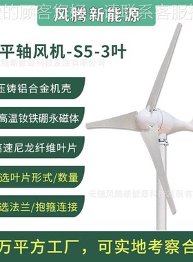 S工5型 300W 3叶V片轴 1224V48V 300W 12V水平小W型风力发电机 厂