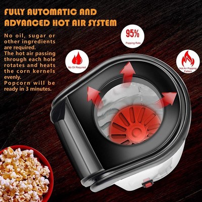 Air Popcorn Popper Maker, ElectriEc Hot Air Popcorn Machine-