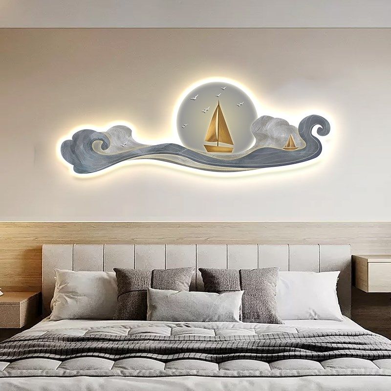 一帆风顺儿童房装饰画oled灯卧室床头背景墙挂画男孩女孩房间壁画,家居饰品,现代装饰画,淘宝优惠券,粉丝福利购,淘宝优惠卷