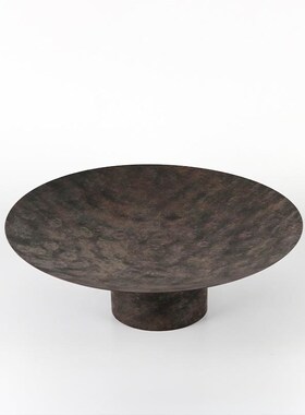 寂风复古侘锈斑h盘金属高托Z100084盘样板间书房桌面家居装饰品水