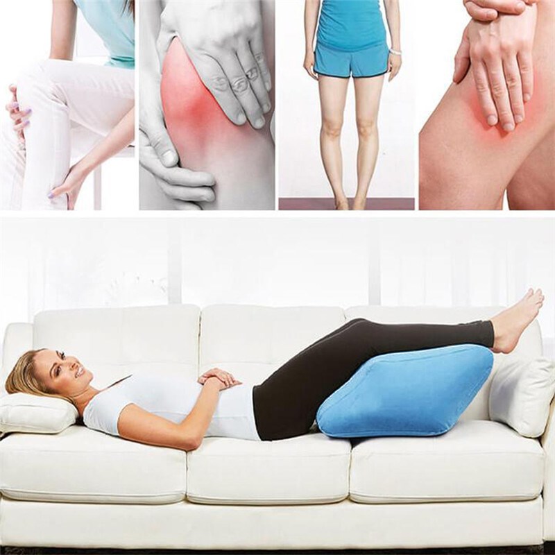 现货充气脚垫充气PVC植绒腿枕垫 便携式斜靠枕腿部放松塑型枕