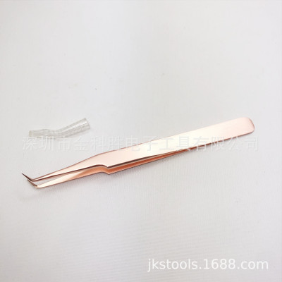 厂家热销BONNITA 51-SA玫瑰金高精密开花 弯头嫁接睫毛镊子眉夹