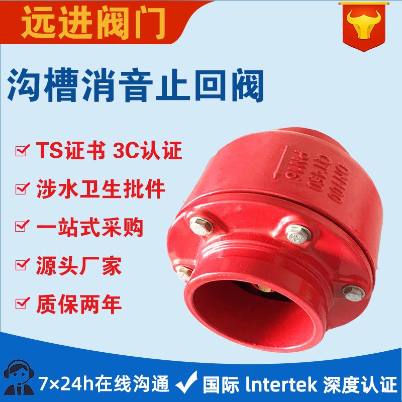 沟槽式消音止回阀HC81X卡箍式止回阀球墨铸铁DN50 80 65 100等