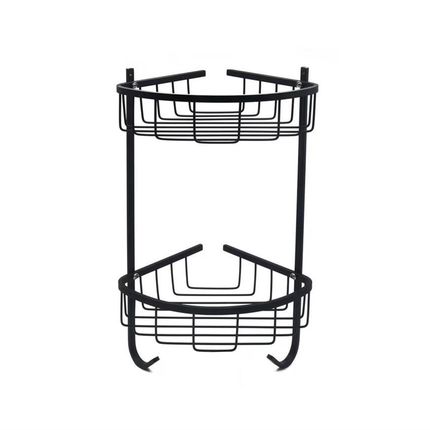 双层网篮角架浴室置物篮不锈钢304黑色三角篮0446
