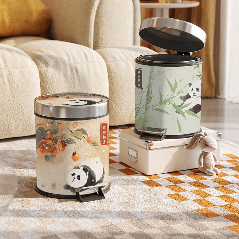 脚踩带盖垃圾桶大容量家用客厅厨房高颜值可爱熊猫卡通垃圾筒脚踏