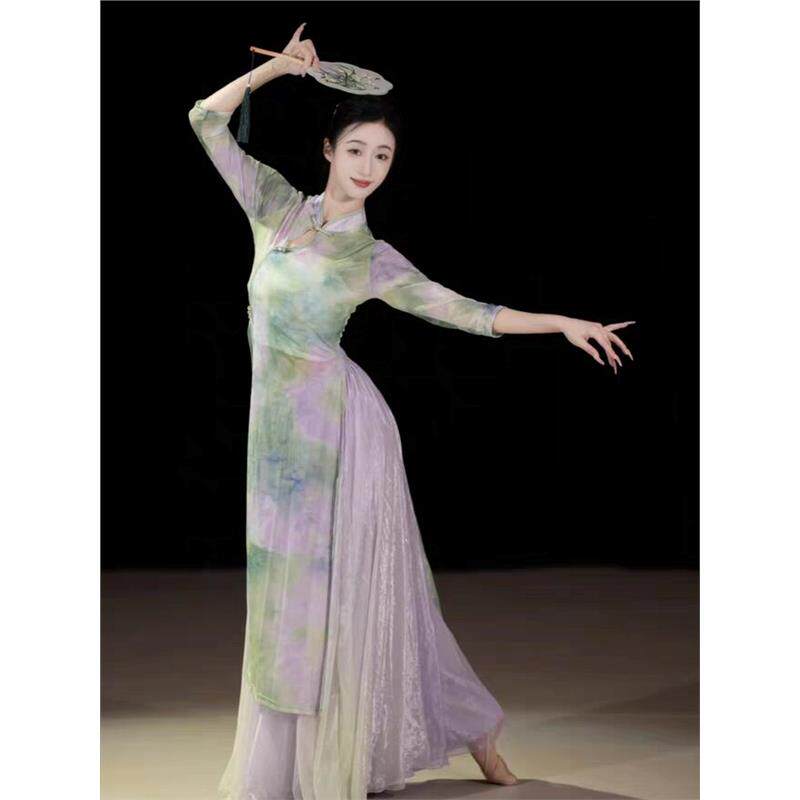 青花瓷古典舞演出服雨巷佳人入画江南舞蹈演出服中国风旗袍表演服