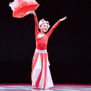 俏红狐儿童演出服装狐狸舞蹈服动物表演假发头饰灵狐献瑞扇子道具