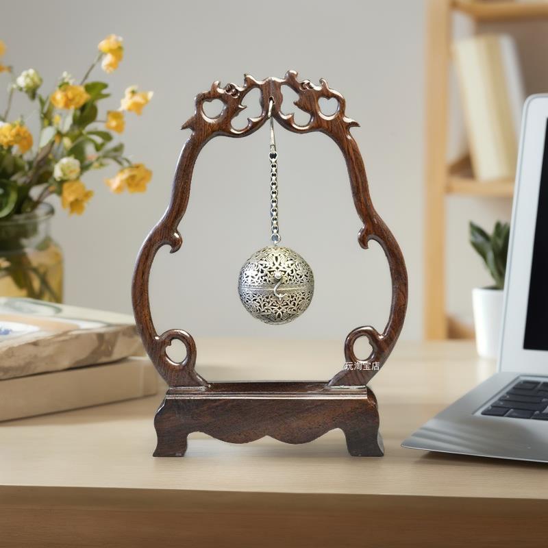 唐朝古玩香囊香熏炉金银摆件挂饰葡萄花鸟纹银香囊复古风装饰礼品