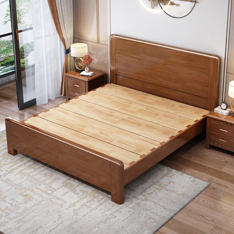 现代北欧实木床1.0/1.2/1.35/1.5m单人床高箱储物出租房家用1.8米