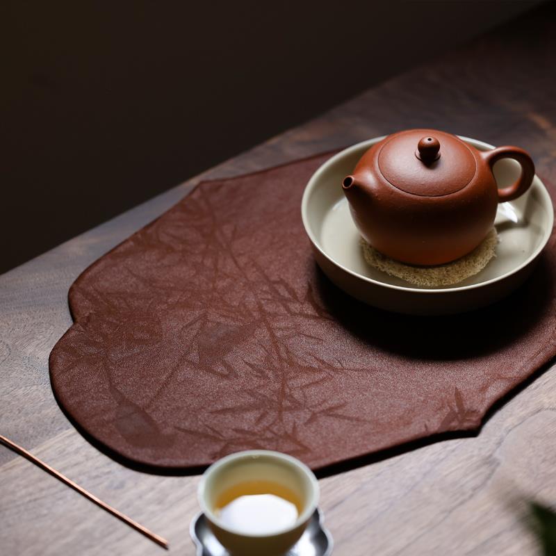 中式布艺重磅真丝香云纱茶垫新中式禅意干泡席茶道配件茶台布垫
