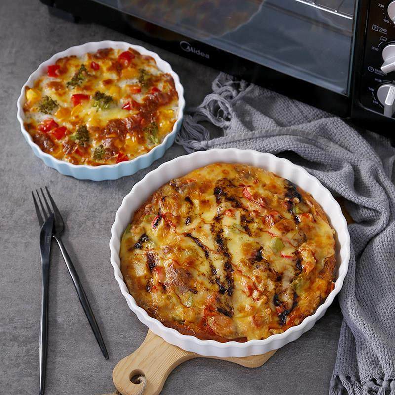 披萨盘家用89英寸烘焙工具陶瓷烤盘圆形蛋糕模具烤箱微波炉专用盘