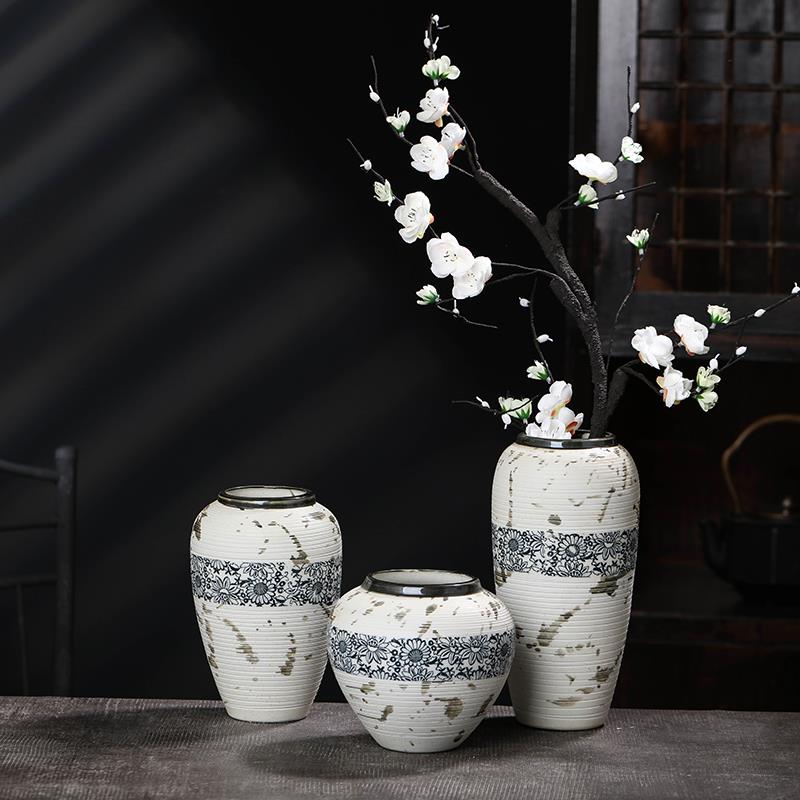 花瓶摆件陶瓷客厅台面干花装饰插花餐桌复古景德镇水养怀旧小陶罐