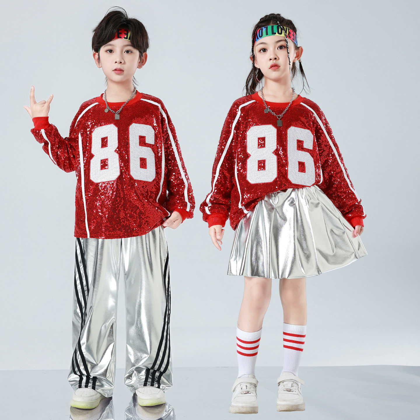 小学生运动会开幕式团体服装少儿街舞架子鼓表演儿童啦啦队演出服