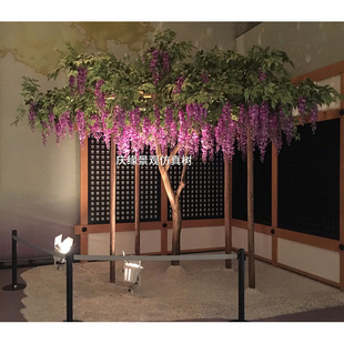 仿真紫藤花树 酒店商场婚庆装 饰花树舞台道具定做 紫藤花藤条挂件