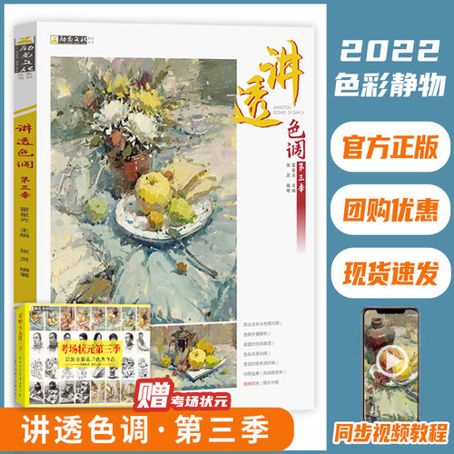 讲透色调第三季 2022年张灵励尚文化色彩基础画面解析黑白稿色稿应试临摹写生素材美术高考联考教材