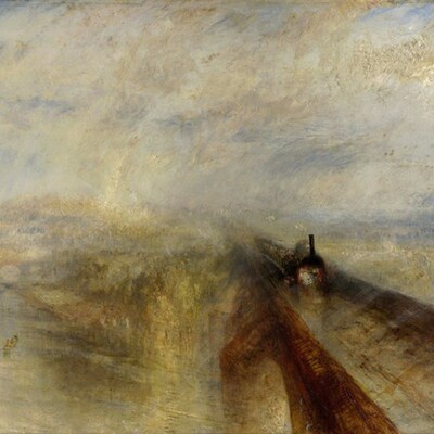 透纳油画Turner雨蒸s汽和速度西部大铁路复制手绘临摹名画装饰画