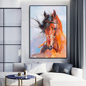 纯手绘骏马油画客厅竖版 饰画马到D成功办公动物挂画玄关走廊壁 装