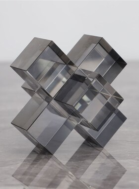 现代简约水晶十g字架创意摆件样板房售楼部家居玄关桌面软装饰品