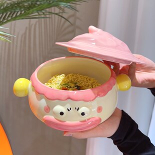 小丑可爱泡面碗女生创意学生宿舍餐具大I号汤碗带盖双耳搞怪微波