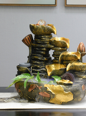 假山流水景观喷i泉水车风水轮招财转运球桌面装饰开业礼物大气摆