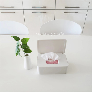 米间食堂 湿纸巾盒密封湿巾收纳盒家用防尘带盖湿纸巾盒子抽纸盒