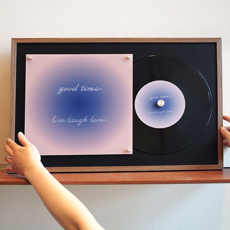 实物日落黑胶渐变唱片客q厅装饰画背景墙挂画复古酒吧墙面  可定