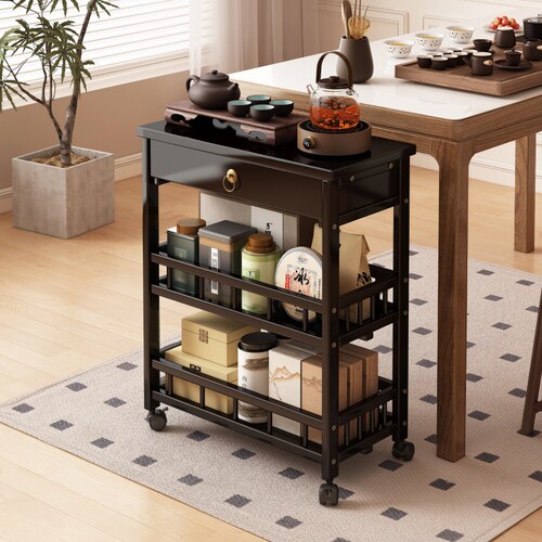 茶柜置物架茶水柜办公室茶叶柜中式移动茶台桌边柜茶具收纳储物柜 - 封面