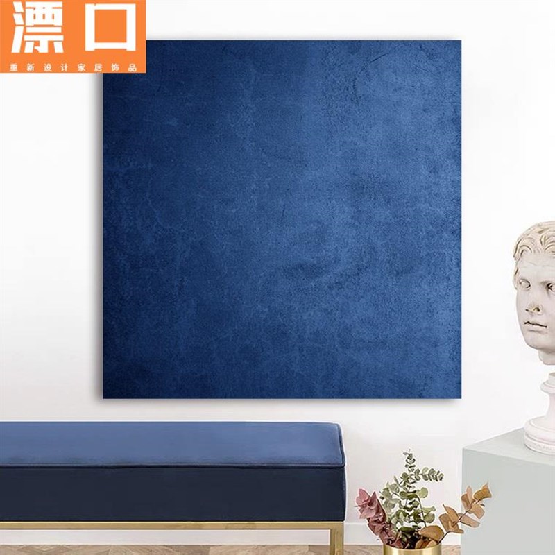 可定制高级油画肌理现代时尚克莱因蓝色装饰画客厅餐厅落地画挂画