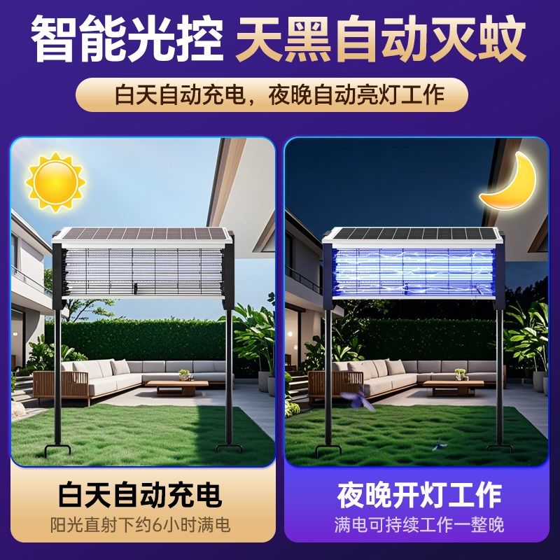 2025新款太阳能灭蚊灯强效户外庭院F花园果园养殖场室外防水灭蝇