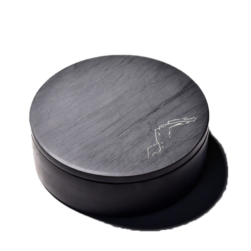 精品火锅砚书法带盖专用圆池砚台墨盒文房四宝端S砚原石学生实用