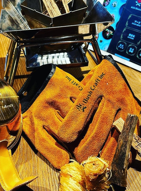 正品代理 日本BushCraft户外露营牛皮手套速脱磁力扣复古防烫手套