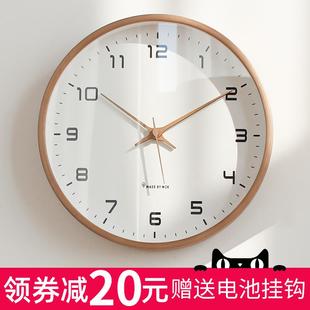 创意北欧轻奢时钟潮流 MJK简约实木质挂钟超静音钟表客厅家用时尚