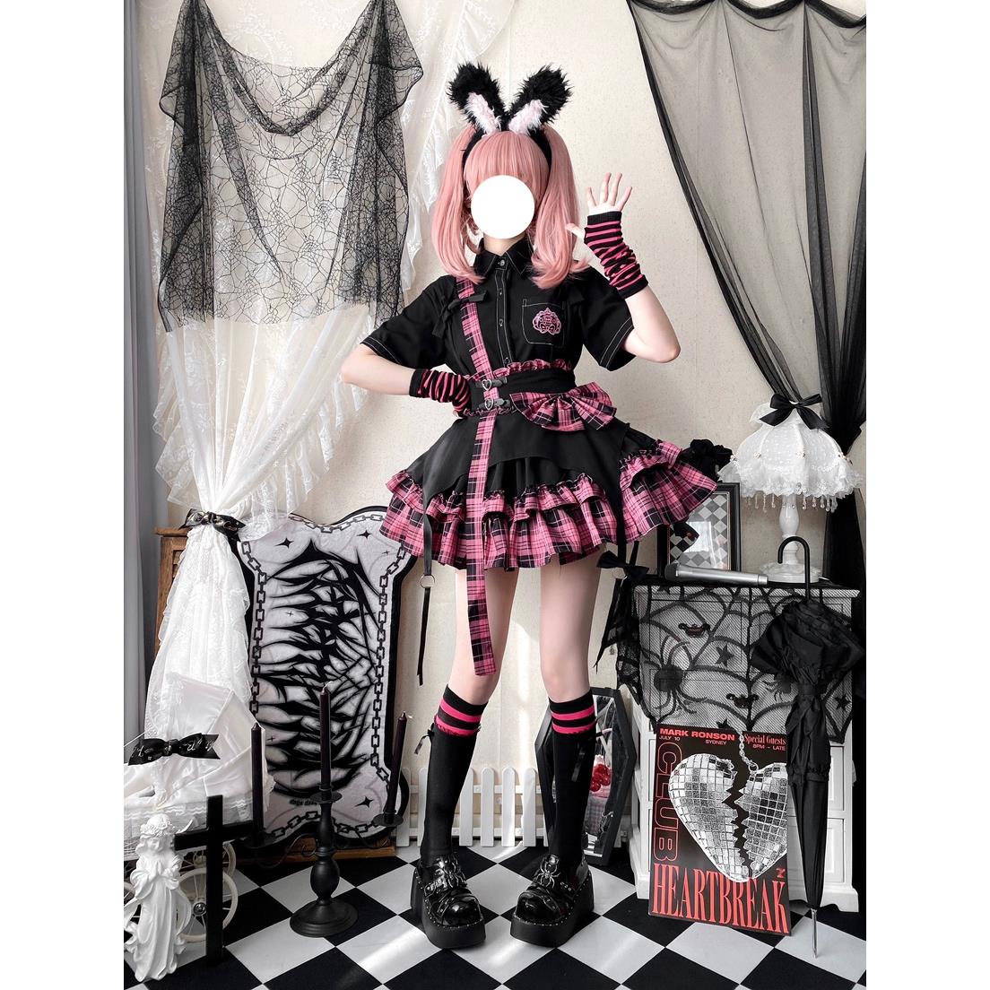 【电子小猫】半身裙SK格子暗黑少女打歌服lolita全款直接拍