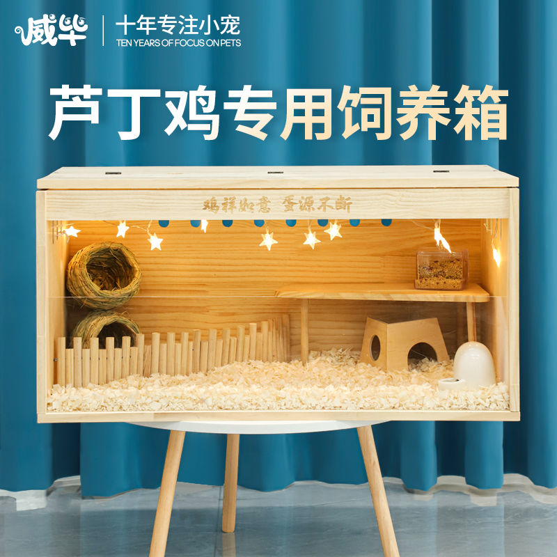 芦丁鸡饲养箱造景别墅笼子木屋宠物养殖观赏鸡窝全套卢丁鸡盒房子
