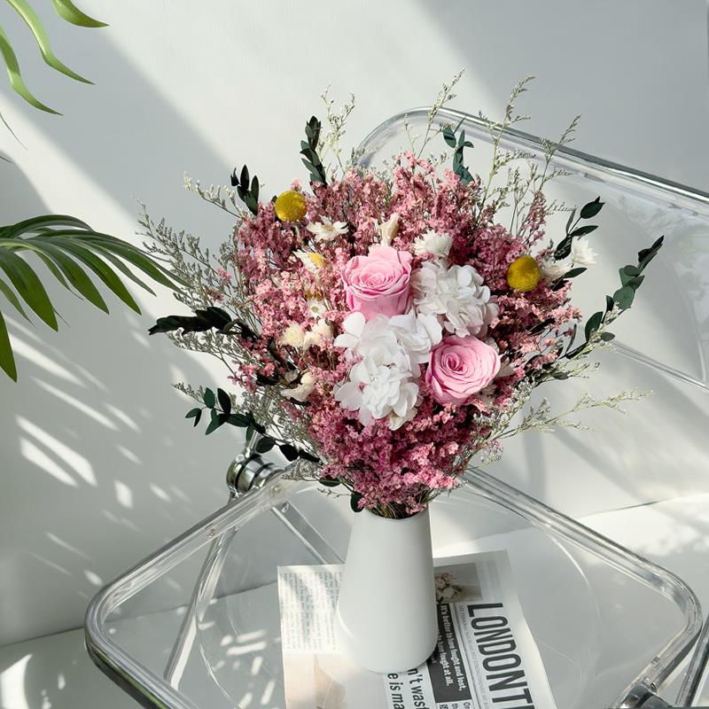 花干花客厅摆设装饰枝摆件鲜插高桌面级感真ENL花风干天然树永束