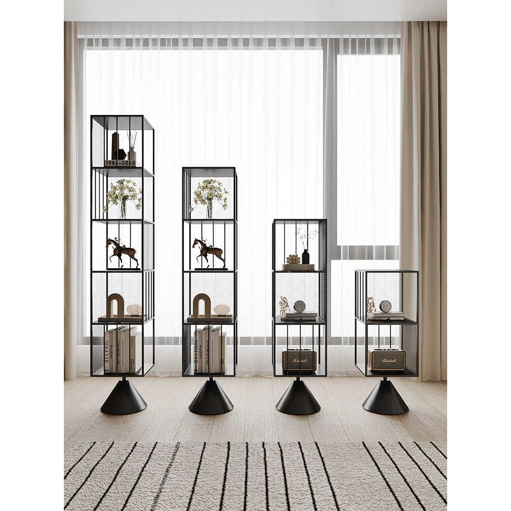 客厅轻奢旋转落地展架沙置发边简庭院北欧约书架角墙示转角现代物