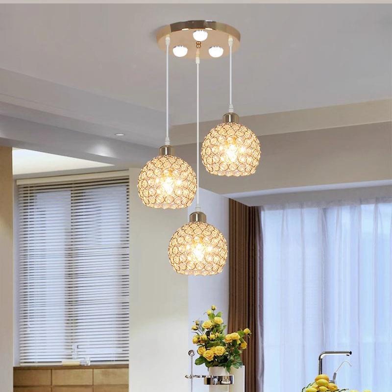 新款奢轻5餐厅灯NHS水晶灯三头饭厅餐桌灯具202吧台简约现吊代吊