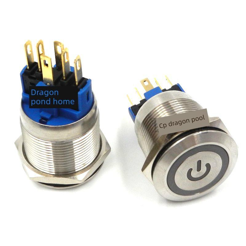 一佳G金Q22-1自1DP环形电源NLH属标志带灯覆6脚不锈钢按钮开关22m