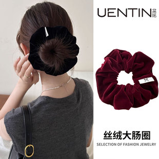秋冬复古细腻丝绒大肠发圈女高级感蓬松马尾头绳博主同款 发绳头花